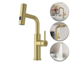 Bateria kuchenna wodospad z wyciąganą wylewką złota Nett LG-35