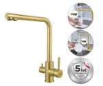 Złota bateria kuchenna ze stali z podłączeniem do filtra "Frosh" Nett FG-33