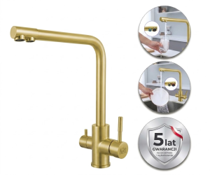 Złota bateria kuchenna ze stali z podłączeniem do filtra "Frosh" Nett FG-33