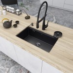 Czarny zlewozmywak kuchenny jednokomorowy stalowy podwieszany Nett NB-7042